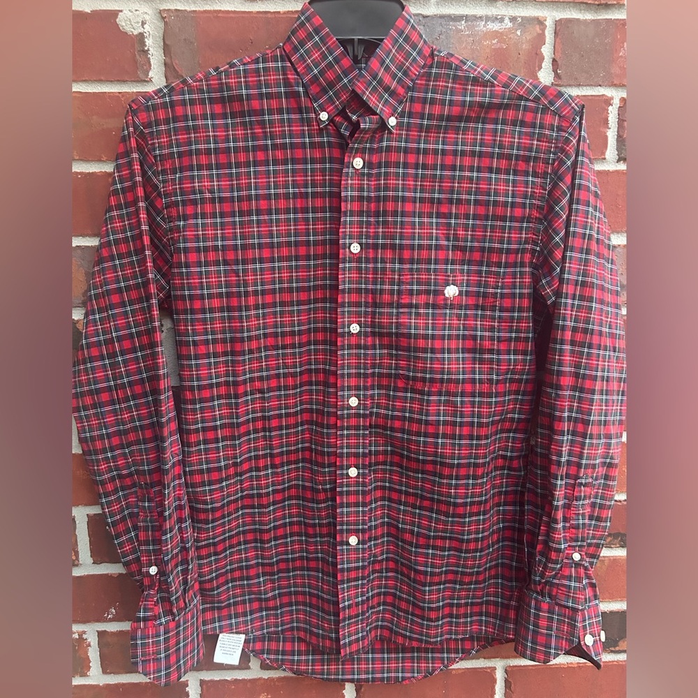 Cotton Brothers Men’s Small Red Plaid Long Sleeve Button Down Shirt E4